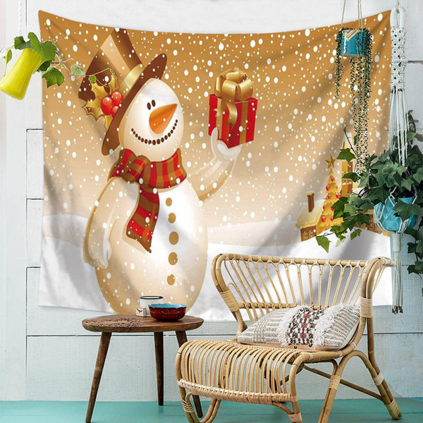 Christmas Snowman Tapestry Nature Pattern Printing Beach Towels Yoga Mat Sun Block Round 150*130cm Customer Made