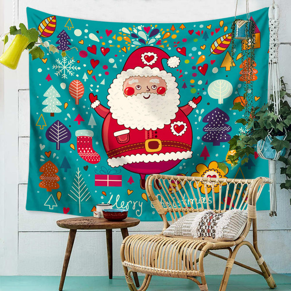 Santa Claus Tapestry Nature Pattern Printing Beach Towels Yoga Mat Sun Block Round 150*130cm Customer Made