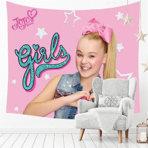 America Popular Little Cute Girl Jojo SIwa Happy Pink Girl Pop Art Surrealism Illustration Wall Hanging Polyester Tapestry Bedspread Bea