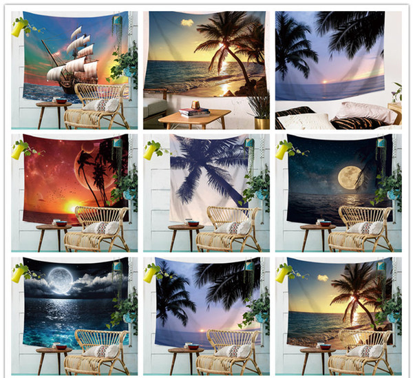 Coconut Palm Beach Tapestry Background Yoga Home Cloth Beach Towel Living Room Decoration Wall decoration ECO Friendly