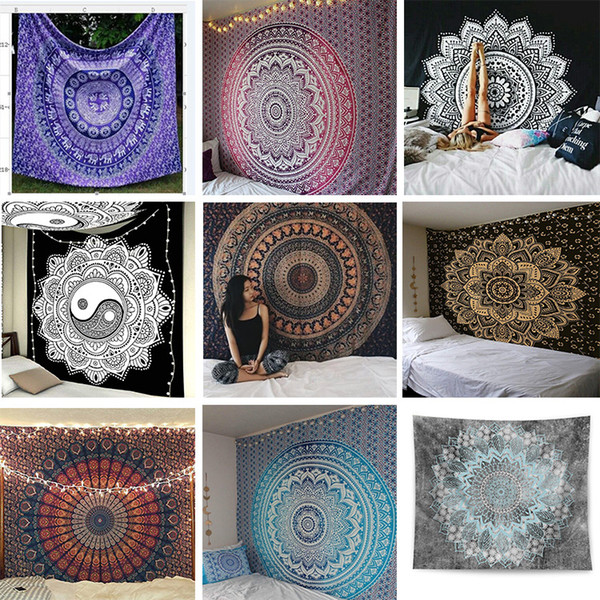 150x130cm Indian Mandala Tapestry Totem Bohemian Hippie Wall Hanging Queen Bedspread Polyester Beach Shawl Bath Towel