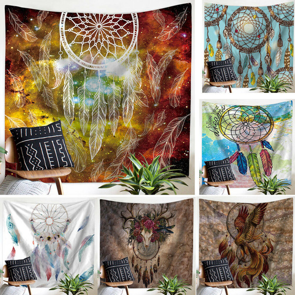 210x150cm Dream Catcher Wall Tapestry Blanket Hippie Throw Bedspread Home Decors Bohemian Beach Yoga Carpet Printing Beach Towels