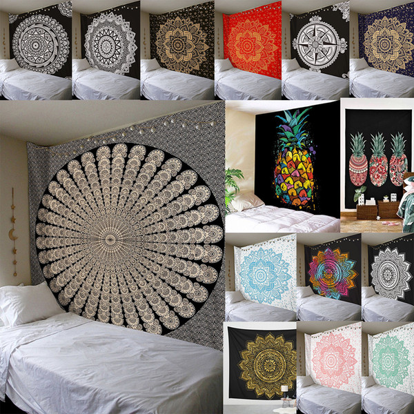 200x150cm Mandala Tapestry Indian Wall Hanging Decor Bohemian Hippie Queen Bedspread Wall Decor Yoga Mat Throw