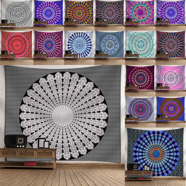 150x130cm Peacock Mandala Tapestry Indian Wall Hanging Decor Bohemian Hippie Bedspread Tapestries Queen Twin Poster New