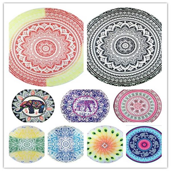 150x150cm Summer Shawl Chiffon Mandala Indian Beach Towel Bohemian Style Printed Round For Picnic Scarf Beach Towel