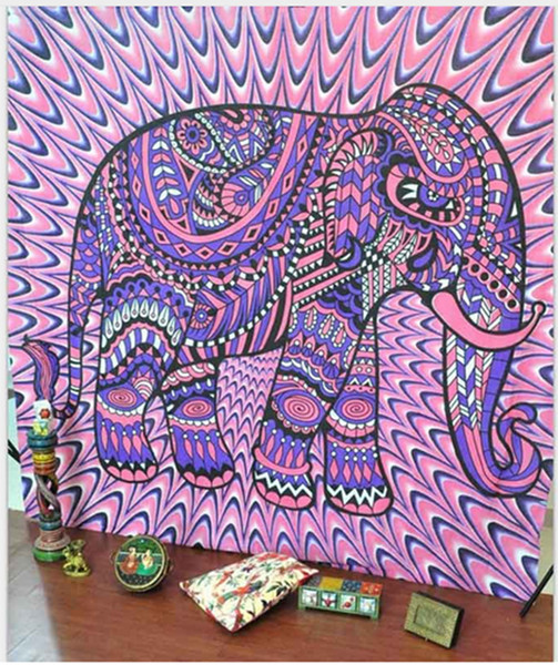 Hountile Elephant Tapestry Colored Polyester Printed Decorative Mandala Tapestry Indian 130cmx150cm Boho Wall Carpet Beach Towel