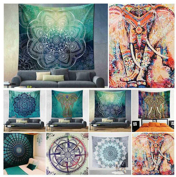 150*130cm polyester Bohemian Tapestry Mandala Beach Towels Hippie Throw Yoga Mat Towel Indian Polyester wall hanging Decor KKA4499