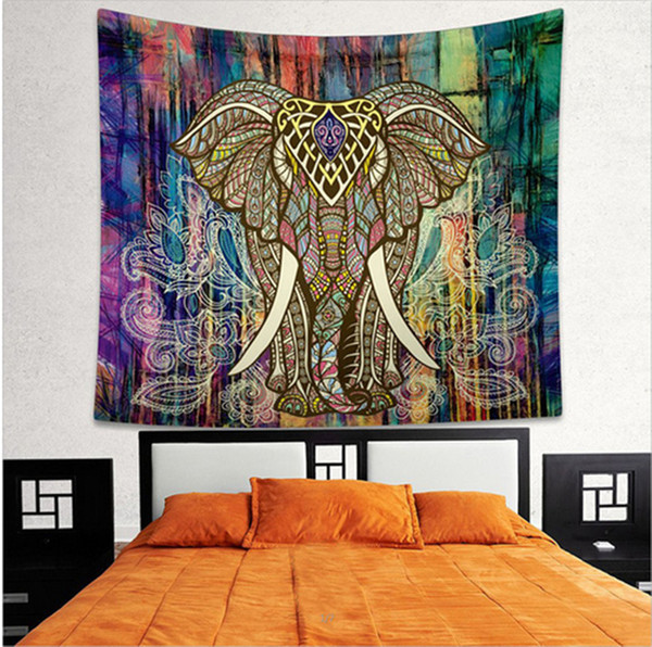 150*130cm Bohemian Mandala Beach Tapestry Hippie Throw Yoga Mat Towel Indian Elephant Peacock Polyester Beach Shawl Bath Towel wn328