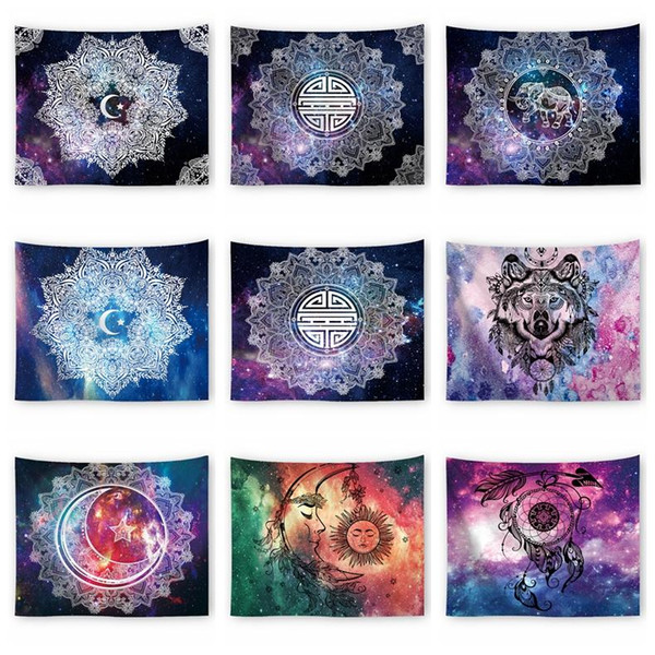 star Starry Sky Galaxy Tapestry moon sun dreamcatcher Wall Hanging 150*130cm Bedspread Decor Beach yoga mat Shawl towel blanket AAA1759