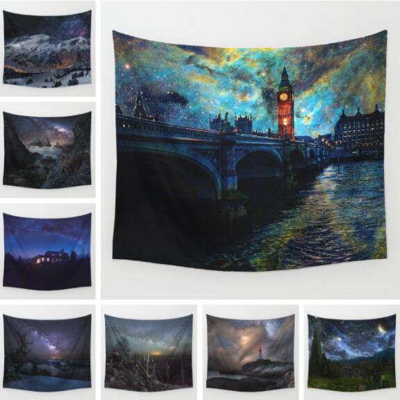 Wholesale -new 20 designs 130*150cm scenery Digital printing tapestry wall blanket beach towel tablecloth wall Tapestry bedroom decorations