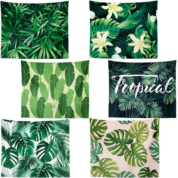 Tropic Plants Tapestry Green Leaf Background Decoration Hanging Tapestries Polyester Tablecloth Beach Towel 150*130cm ins Home Decor