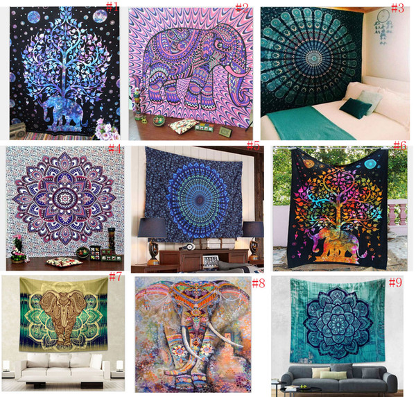 150*130cm New Bohemia Wall Mural Printing Home Furnishing Tapestrys Elephant Peacock Polyester Shawl Beach towel Yoga Mat