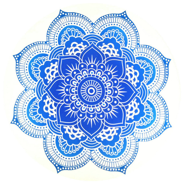 Lotus Flower 59 Inch Round Yoga Mat Bohemian Mandala Tapestry Wall Decorative Hanging Tapestries Summer Beach Towel Throw Rug Blanket Gift