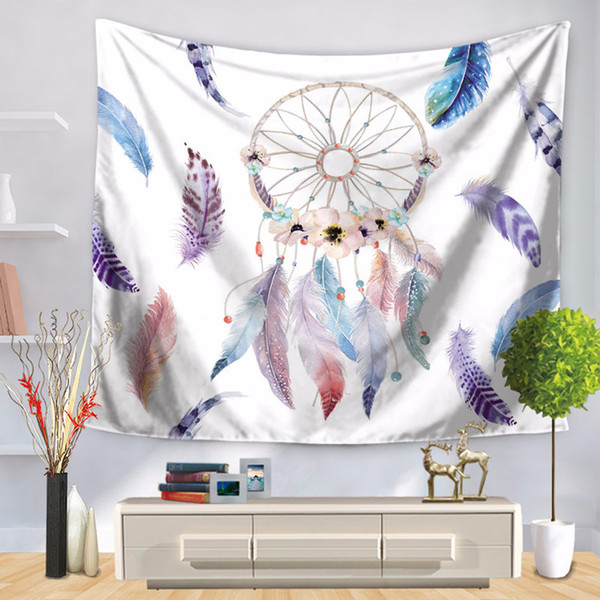 150cm *130cm Romantic Dreamcatcher Tapestries Wall Hanging Dreamlike Colorful Wall Carpet Feathers Decorative Tapestry