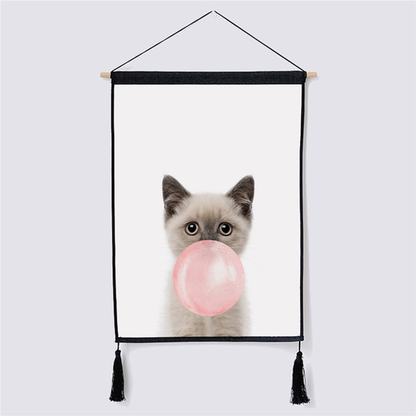 Cute Cat Fabric Hanging Painting