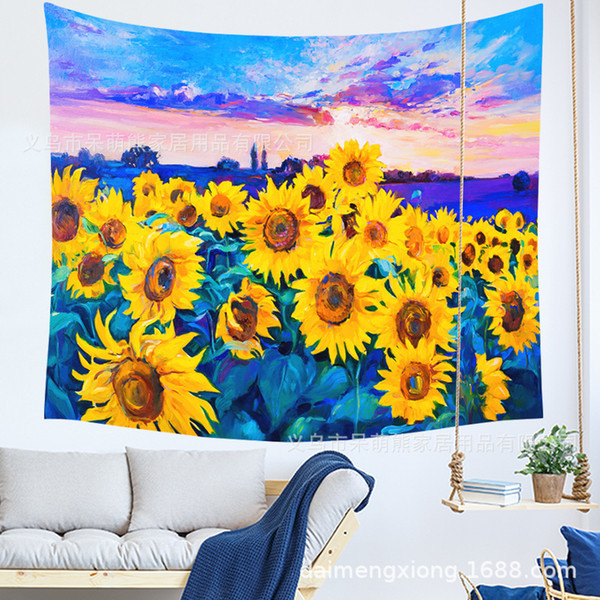 Sunflower Hanging Cloth Room Dormitory Decoration Painting Tapestry Metope Background Cloth Can