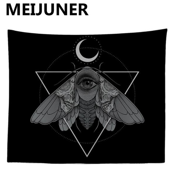 Meijuner Tarot Tapestry Wall Hanging Halloween Black Tapestry Sun Moon Mandala Boho Hippie Home Decor MJ158