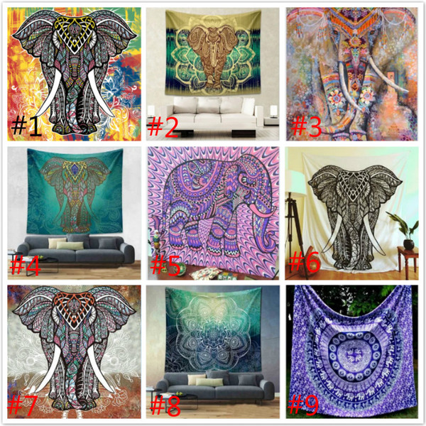 150*130cm New Tapestries Bohemian Mandala Beach Tapestry Hippie Throw Yoga Mat Towel Elephant Peacock Polyester Shawl Bath Towel