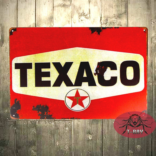 TIN SIGN Texaco Red Rust Oil Gas Station Car Service Auto Shop Garage 160909#