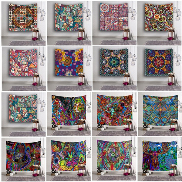 153*130cm Polyester Tapestry Flower Print Yoga Mat Picnic Blanket Printing Tapestry Hanging Wall Tapestry Home Décor 16 design