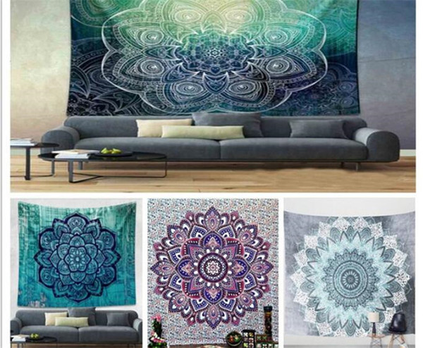 1pcs 20 Designs 150*130cm Bohemian Mandala Beach Tapestry Hippie Throw Yoga Mat Towel Indian Polyester Beach Shawl Bath Towel G196