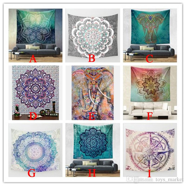 Hippy Mandala Tapestry Bohemian Elephant Tapestry Wall Hanging Psychedelic Wall Art Dorm Decor Beach Throw Indian Wall Tapestries