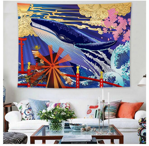 Wave wall tapestry Ukiyoshi Japanese-style living room blankets sea waves tapestry decorative painting Kanagawa surf tapestrys background