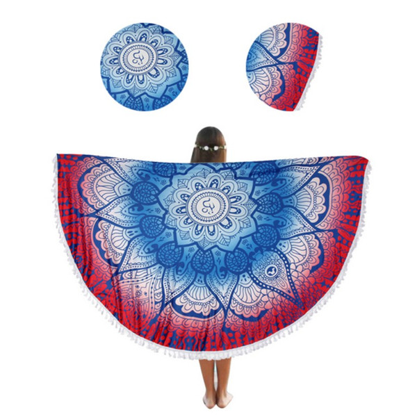 150cm Orange Tapestry Mandala Round Blanket Summer Beach Towel Skirt Diameter