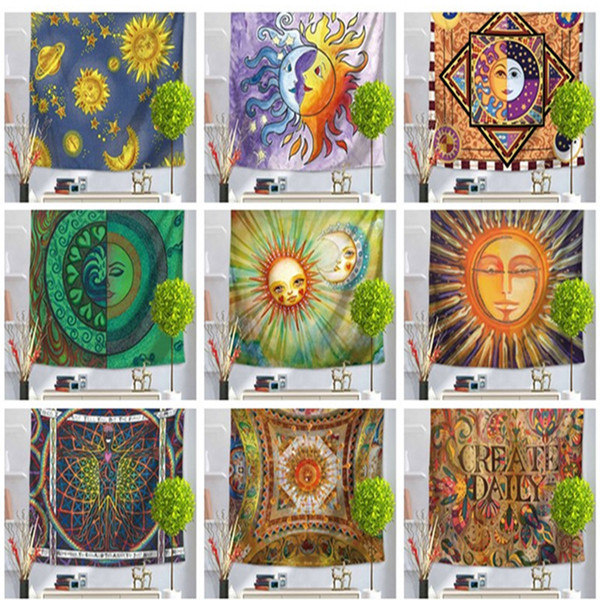 10 Style Sun and Moon Series Wall Hanging Jacquard Creative Tapestries Printed Modern Beach Blanket Size 150*130CM