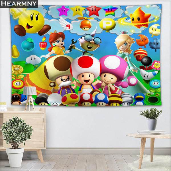 HEARMNY Super Mario Background Fabric Valance Tapestry Wall Hanging Bedroom Living Room Blanket Yoga Beach Towel Tablecloth