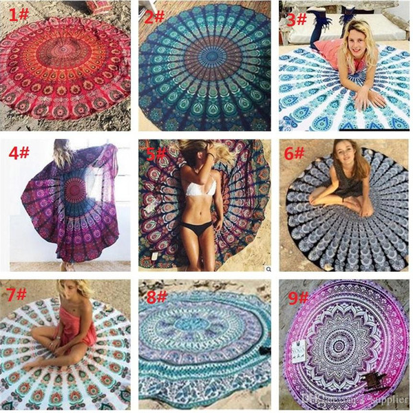 35 style Mandala Chiffon Round Beach Towel Throw Tapestry Hippy Boho Gypsy Tablecloth Bath Towel New Bohemian Wind Square Beach Towel b680