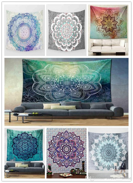 21 Designs 150*130cm Bohemian Mandala Beach Tapestry Hippie Throw Yoga Mat Towel Indian Polyester Beach Shawl Bath Towel B1078