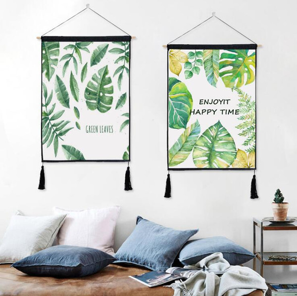 45*65cm Wall Tapestry Hanging - 14 Patterns Green Plants Leaves Flower Paintings Art Wedding Decoration - Mural Fabric Home Wall Decor