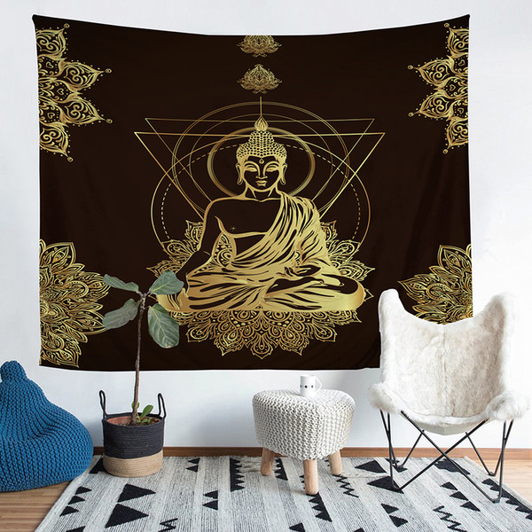 A Home Furnishing Buddhism Tapestry Wall Hanging Sandy Beach Picnic Throw Rug Blanket Camping Tent Sleeping Pad #F-1