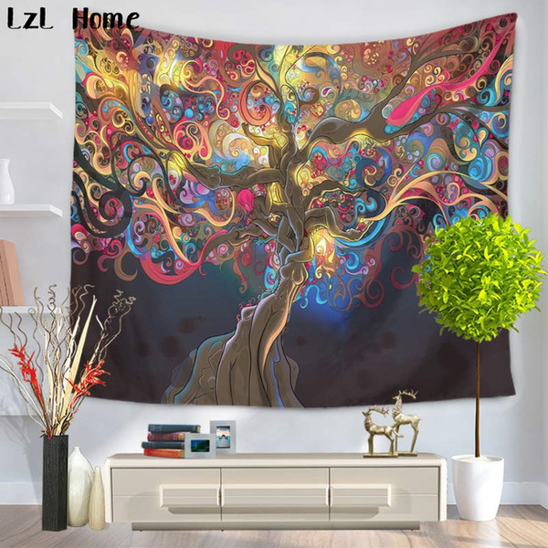 LzL Home Animal Tree Of Life Tapestry Magical Mysterious Tree Wall Hanging Tapestry Bedroom Livingroom Dorm Wall Art