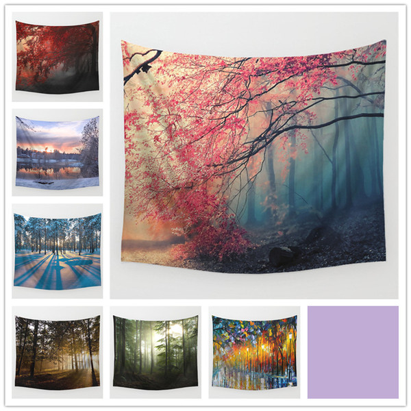 Autumn Beautiful Landscape Trees Leaves Style Wall Hanging Tapestry Bohemian Hippie Tapestry Round Beach Yoga Mat Beach Shawls 150x130cm