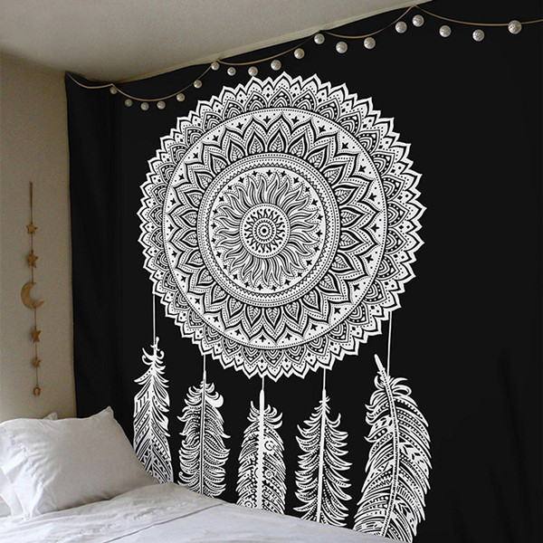 Indian Mandala Muslim Tapestry Hippie Wall Hanging Blanket Beach Shawl Multifunctional Bohemian Decorative Feather Tapestries Yoga Mats