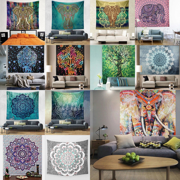 150 * 130cm Wall Decorative Hanging Tapestries Indian Mandala Style Bedspread Ethnic Throw Art Floral Towel Beach Meditation Yoga Throw Mat