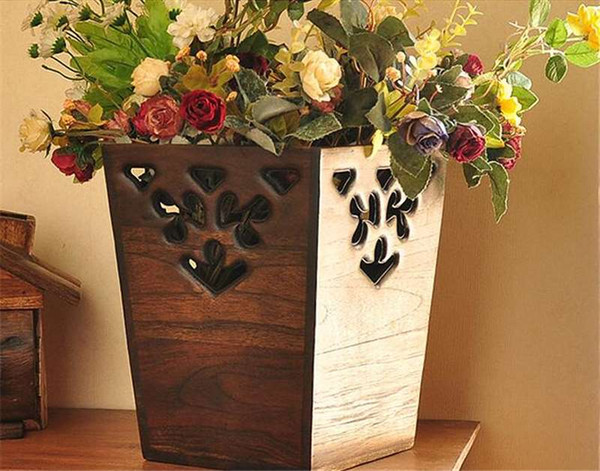 Thailand solid wood flower flower tub household retro Seminal Hotel basket