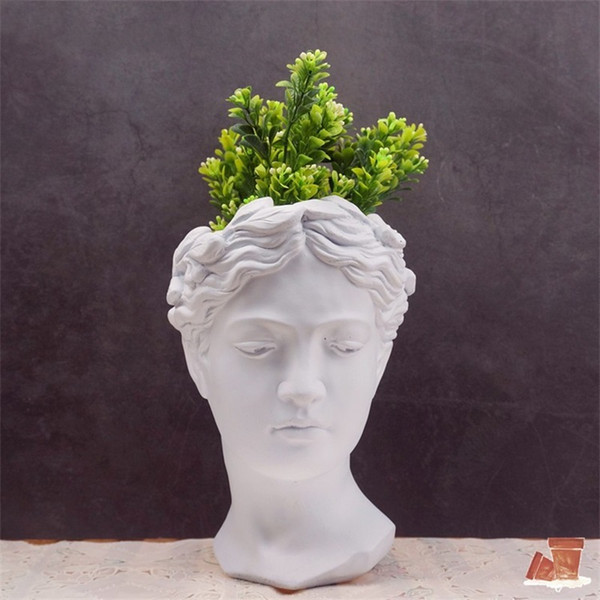 Greece Cement Sculpture Vases Balcony Colourful Dry Flowers European Style Vase Human Head Flowerpot Home Decor Wholesale 25xh2 gg