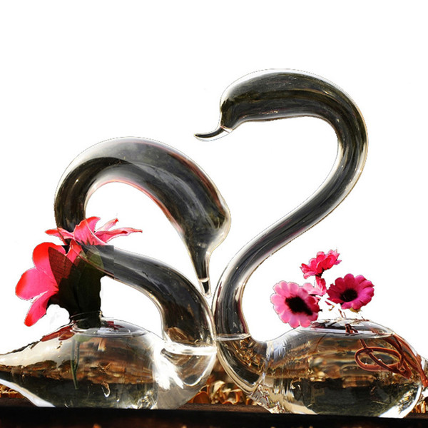 OnnPnnQ Swan Glass Floor Vase Decoration Home Glass Terrarium Vase for Wedding Decoration Flower Vases Decoratives for Homes