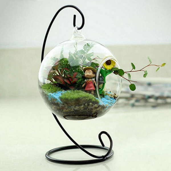 6/8/10cm Creative Clear Glass Terrarium Ball Globe Shape Hanging Vase Flower Air Plants Container Landscape DIY Wedding Home Decor