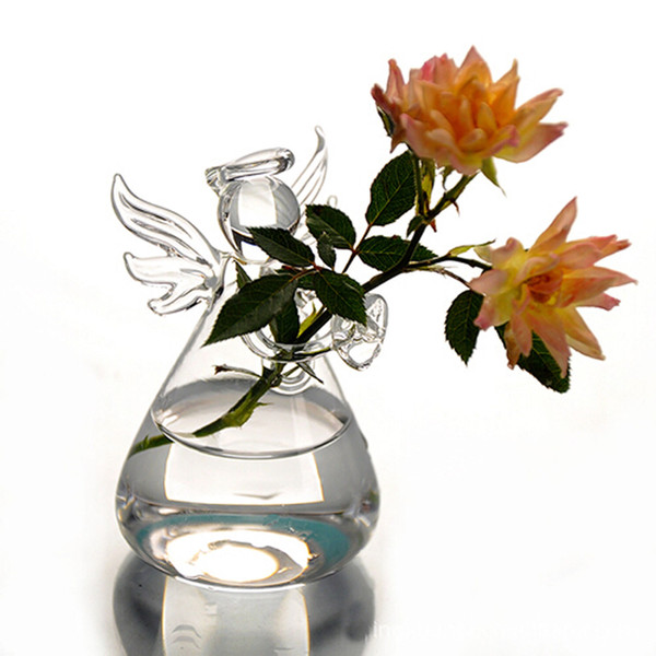 Clear Angel Glass Hanging Vase Bottle Terrarium Hydroponic Container Plant Pot DIY Home Garden Decor 5cm*9cm for Mother Day Gift