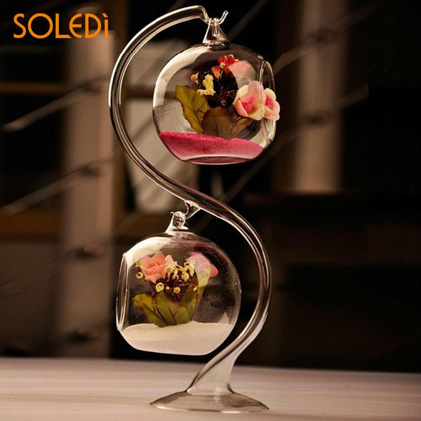 New ransparent Glass Round with 1 Hole Flower Plant Hanging Vase Home Office Wedding Decor Flower Home Decoration Hanging Vase