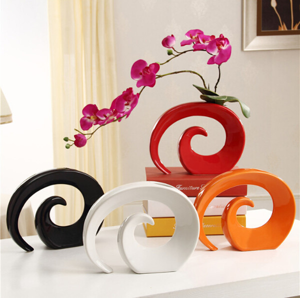 Modern Ceramic Vase for HOme Decor Tabletop Vase white red black orange color choice