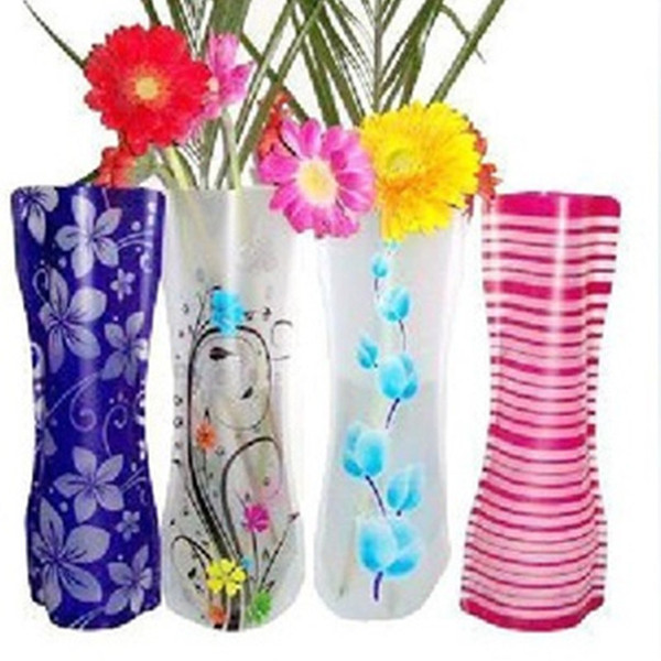 DHL Hot Pvc Foldable Vases Collapsible Water Bag Plastic Wedding Party Vases Home Ornaments Decoration Tablletop Vase 27*12cm HH7-1075