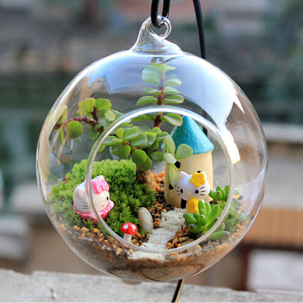 Terrarium Landscape Glass ransparent Ball Shape Clear Hanging Glass Vase Flower Plants Terrarium Container Micro DIY Wedding Home Decor