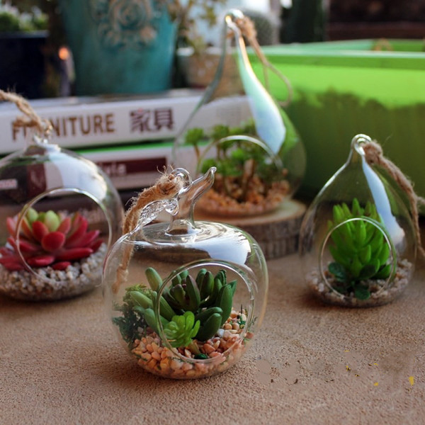 New Arrive Water Tear Drop Glass Hanging Planter Container glass Vase Pot Terrarium Decorations supplies free shipping