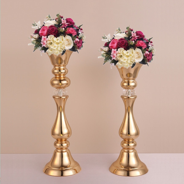 Gold Flower Rack 45/50 CM Tall Candle Holder Wedding Table Centerpieces Vase Decoration Event Party Road Lead