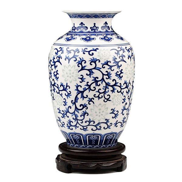 Jingdezhen Rice-pattern Porcelain Chinese Vase Antique Blue-and-white Bone China Decorated Ceramic Vase